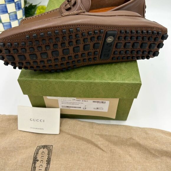 Men’s  Gucci interlocking G leather driver loafers size 7 fits 8 US main image 4